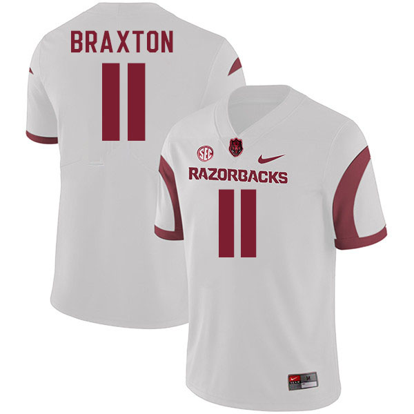 Men #11 Jaylon Braxton Arkansas Razorbacks College Football Jerseys Stitched-White